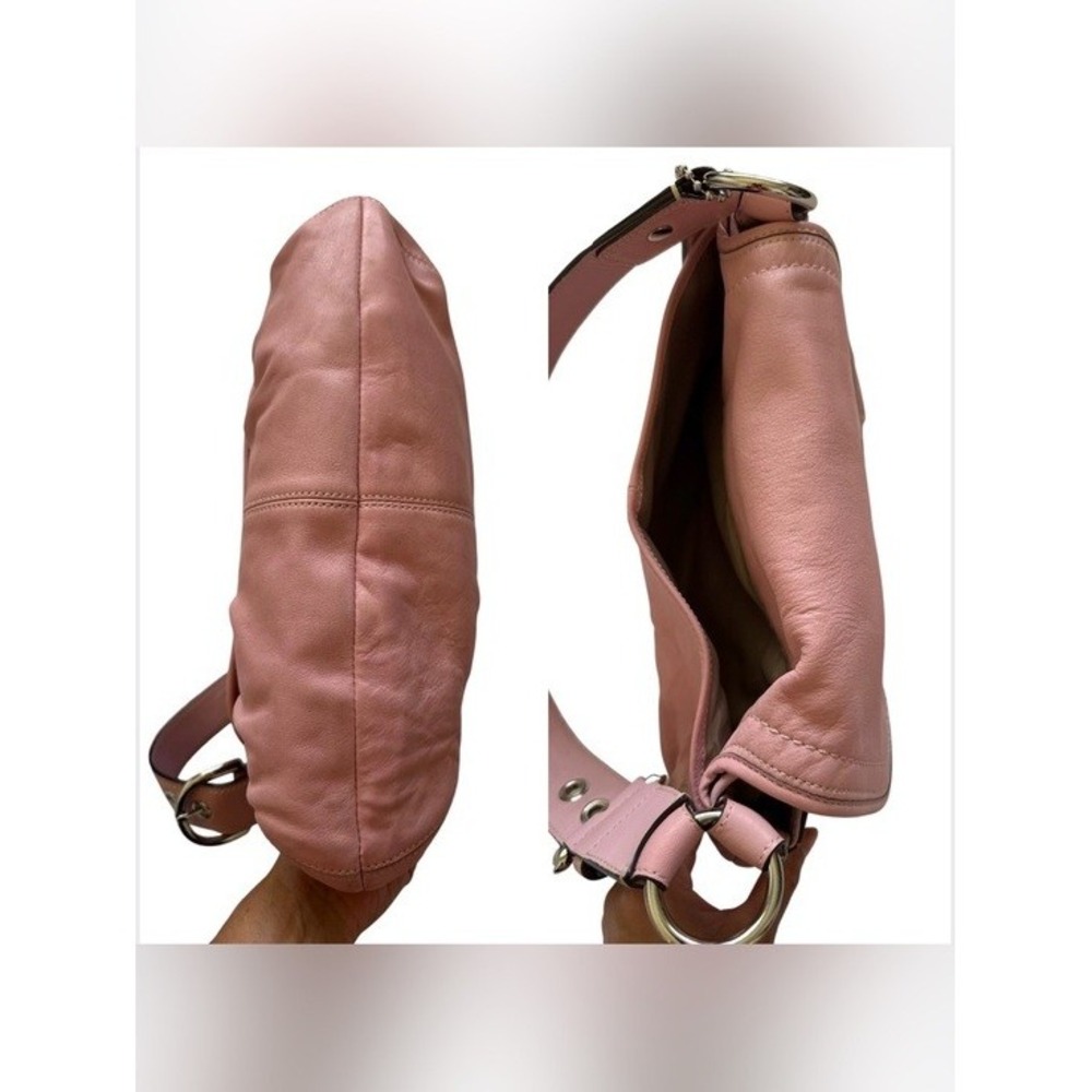 Coach Baby Pink Y2K Soho Pleated Flap Shoulder Bag Silver Hardware - Picture 3 of 15